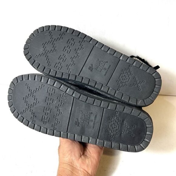 Mukluks Cable Knit Weave Black Fabric Boot Womens 9 Mid Calf Pull On Flat Bootie - Picture 9 of 11